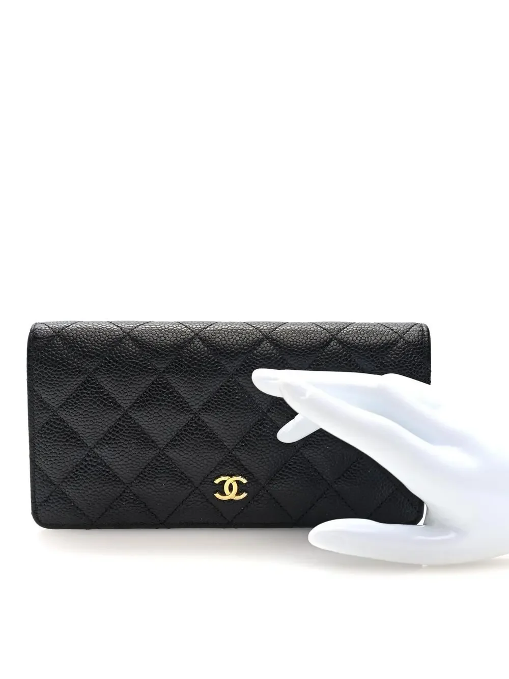 Chanel Caviar Quilted Yen Wallet Black #253644C75B